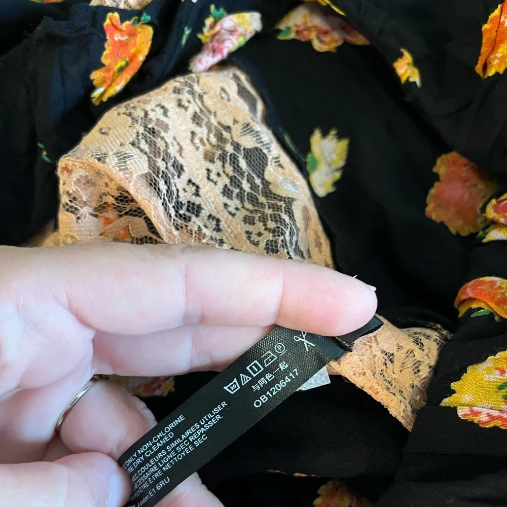Free People Poppy Printed Black Combo Bodysuit